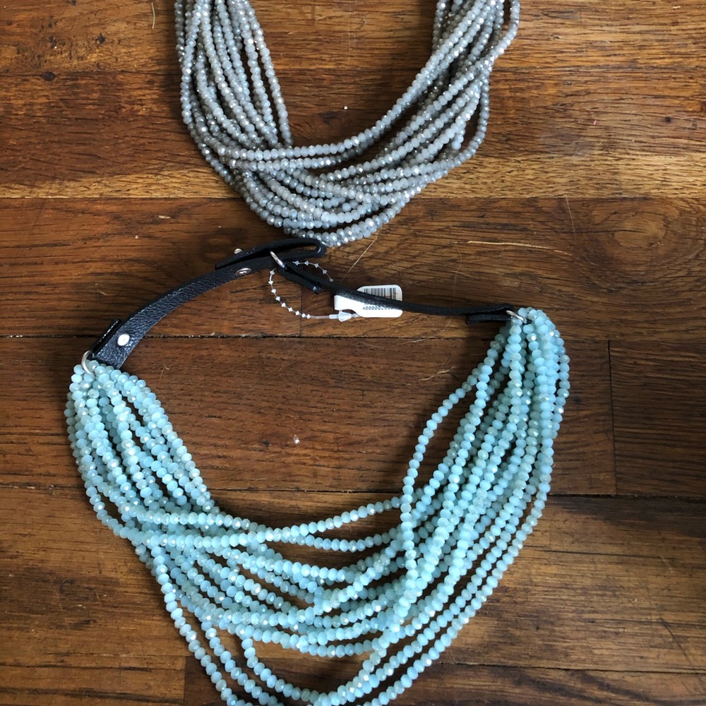Matching necklaces grey and blue